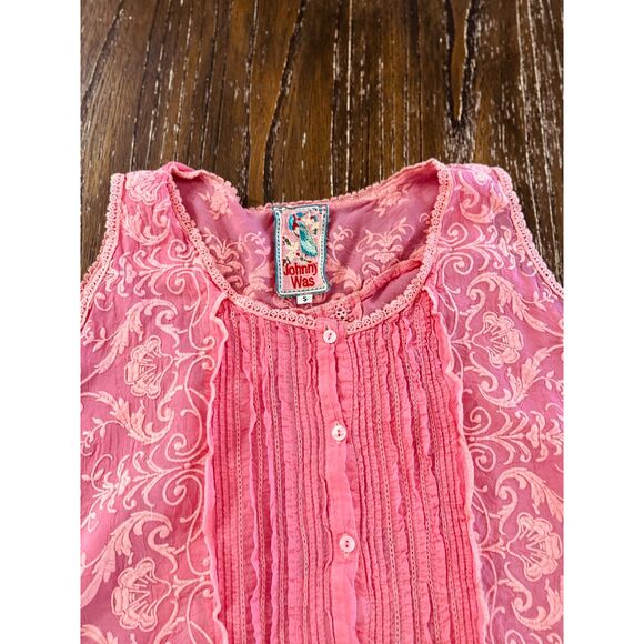 Johnny Was Coral Sleeveless Flowy Shirt Size Small - Picture 12 of 14